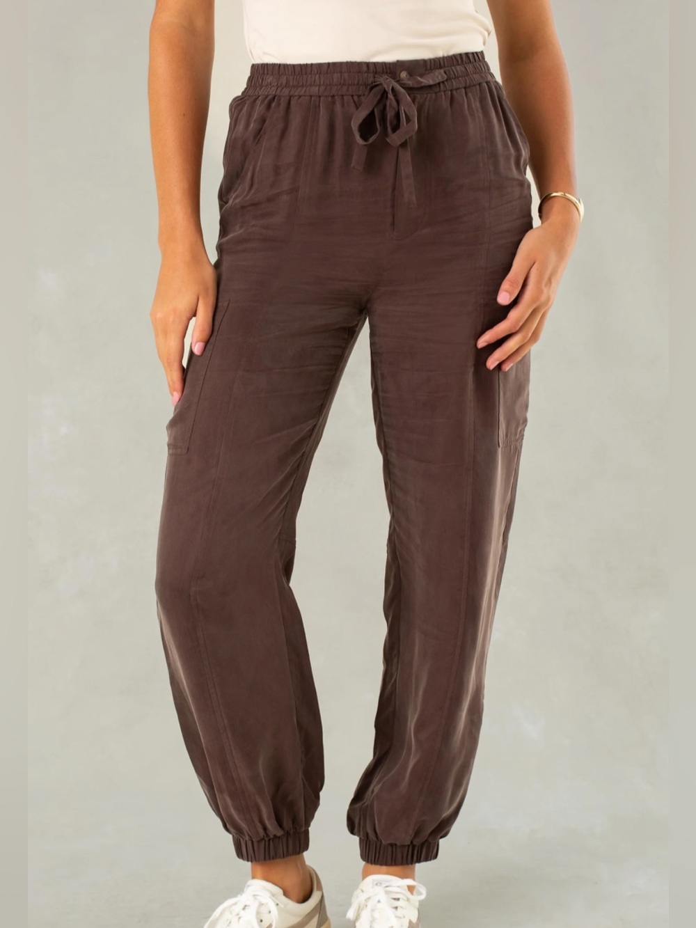 Women's Brown Drawstring Jogger Pants